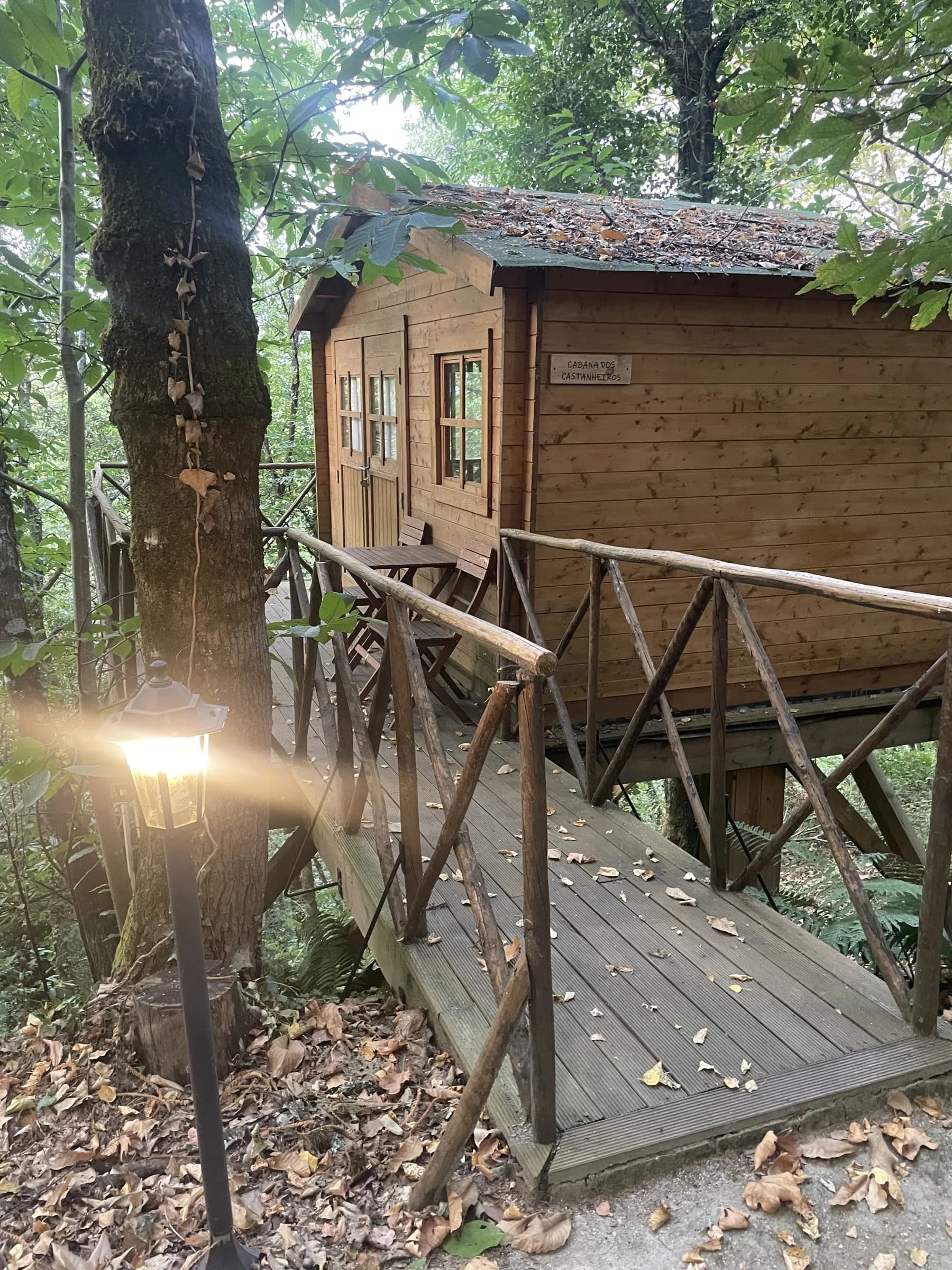 Passadiço iluminado ao fim do dia
